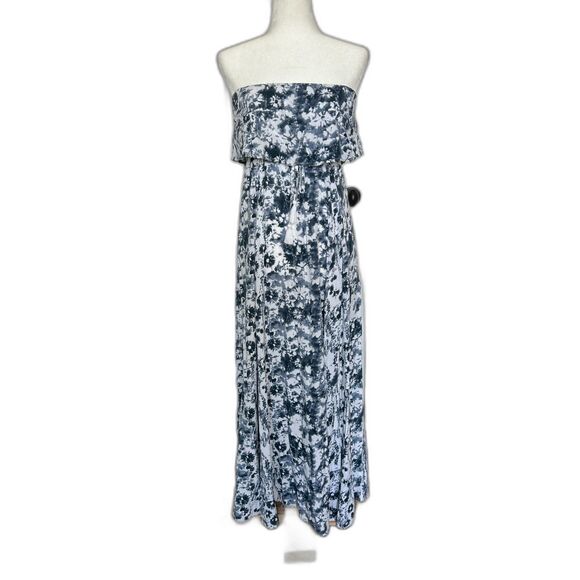 Navy and White JAPNA Brand Strapless Maxi Dress Size, XS Tie-dye Look - Picture 1 of 7
